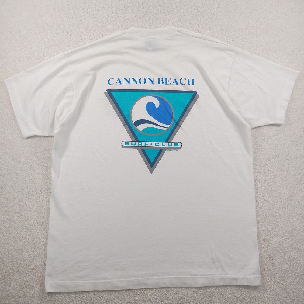 Vtg 80s Cannon Beach Surf Club T-shirt Men's XL Single Stitch See Thru Thin Neon